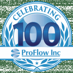 ProFlow Inc logo celebrating 100 years in business.