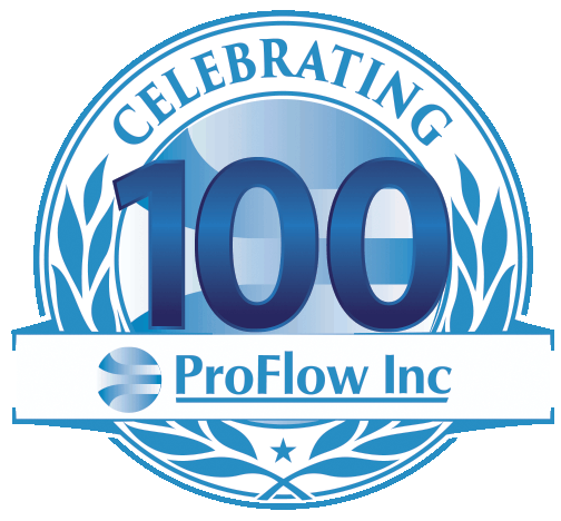ProFlow Inc logo celebrating 100 years in business.