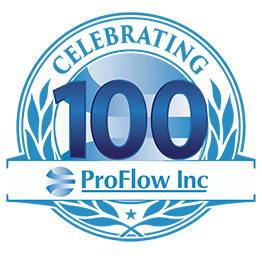 ProFlow Inc logo celebrating 100 years in business.