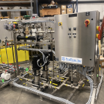 Tissue skid to blend and meter chemicals.