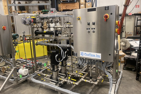 Tissue skid to blend and meter chemicals.